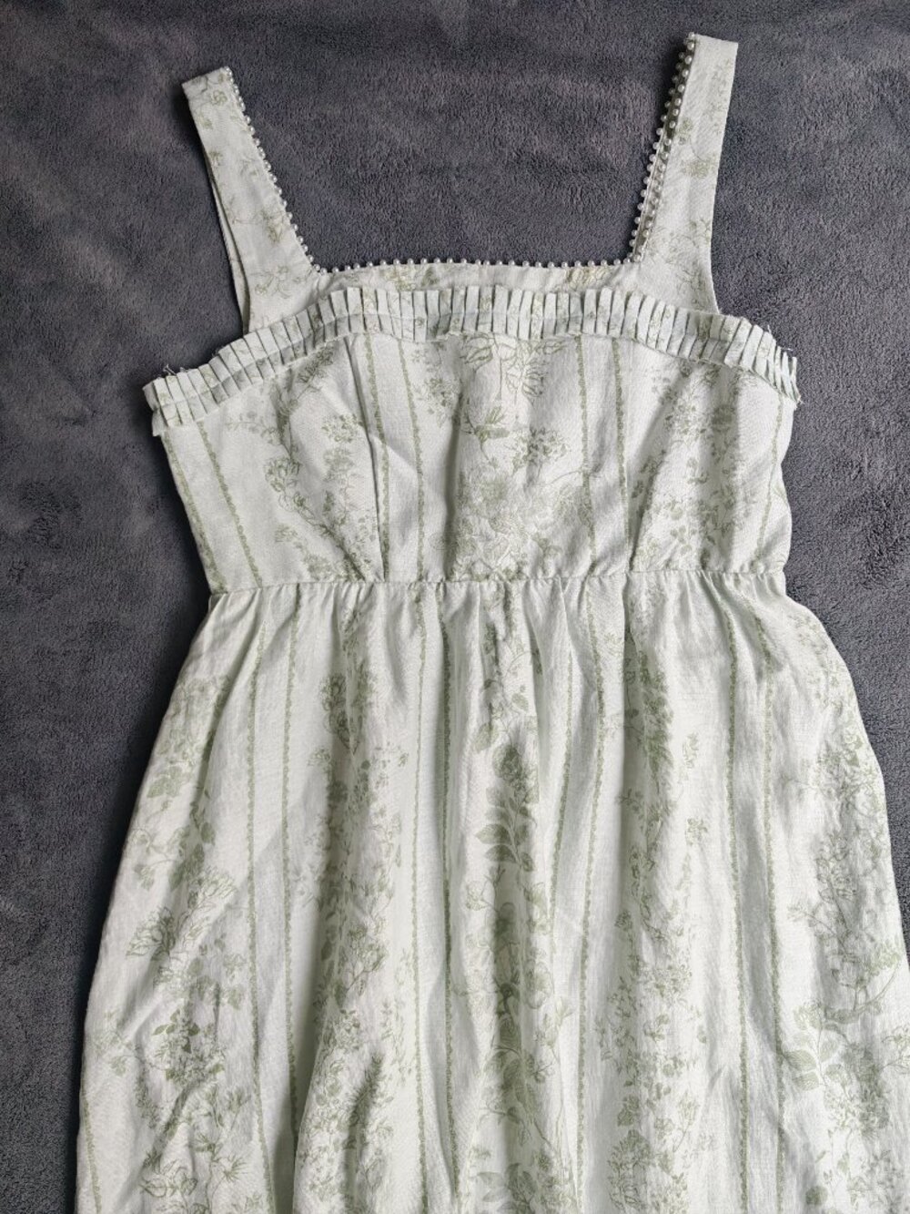 Caroline Constas NWT Pearl Linen Blend Midi Dress M Mint Floral $395 - Picture 5 of 16